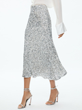 MAEVE SEQUIN KICK FLARE SLIP SKIRT - CHAMPAGNE/SILVER