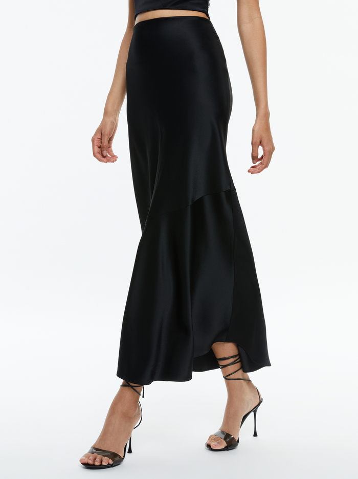 TERESE ANKLE LENGTH SLIP SKIRT - BLACK - Alice And Olivia