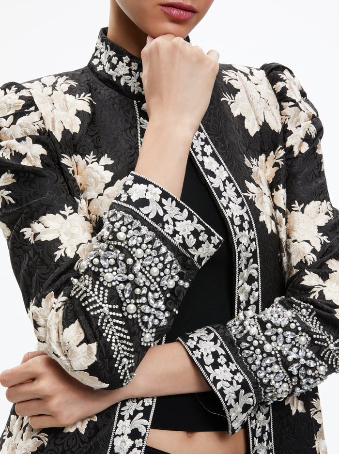 THOMAS EMBROIDERED COAT - BLACK/SILVER image 3 - Alice And Olivia