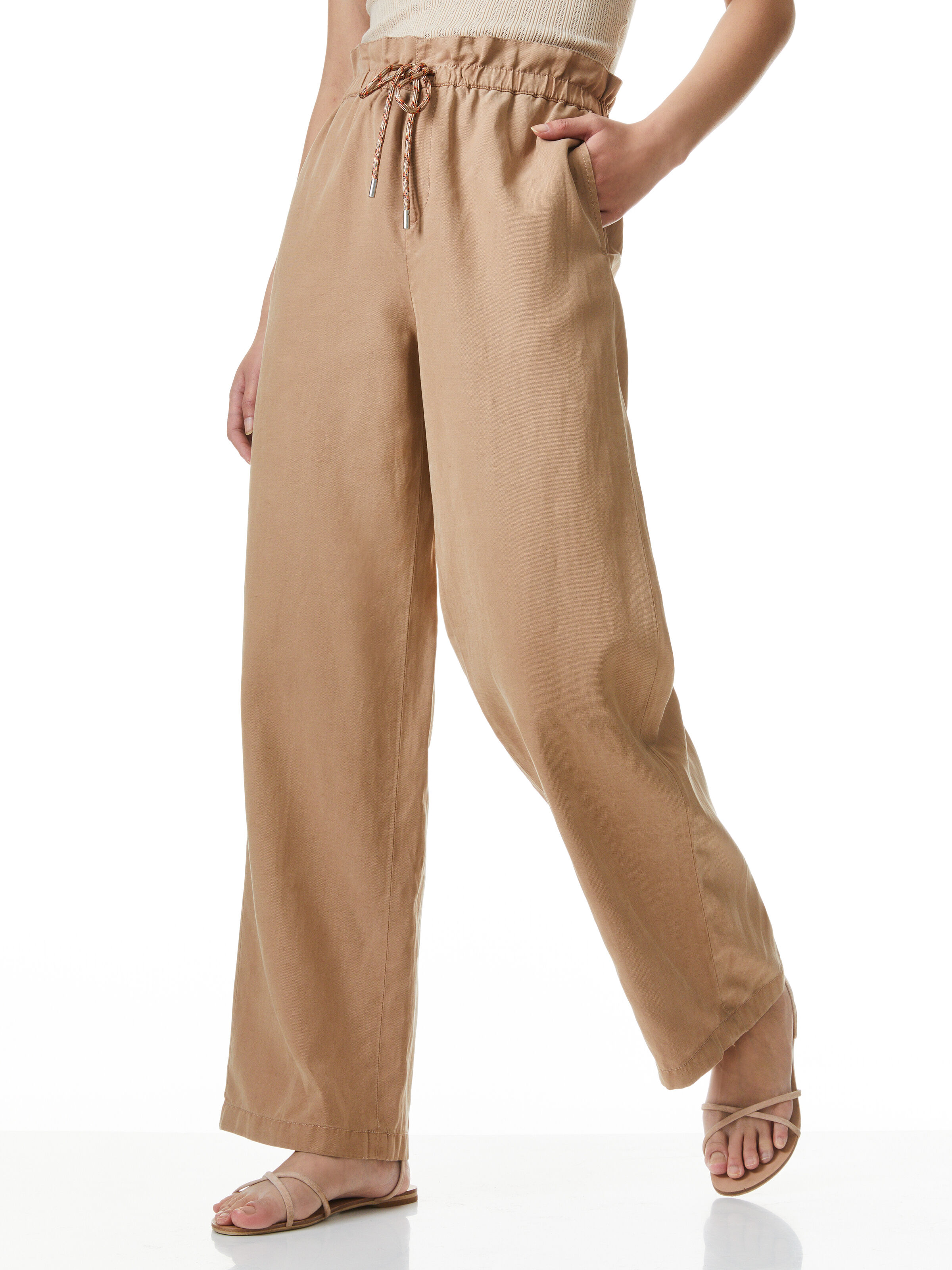Paper bag pants khaki clearance