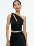 PIERA ONE SHOULDER TWIST TOP - BLACK