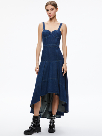 LOVE TRAIN-DONELLA DENIM HIGH LOW DRESS