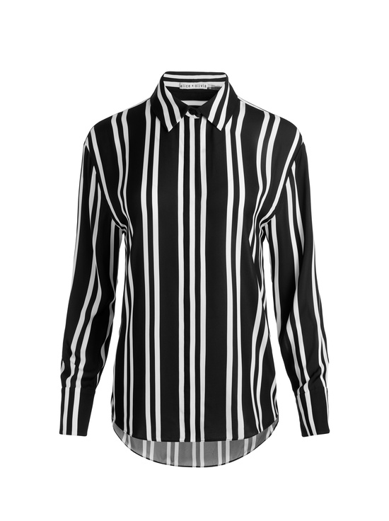 PADDLEBOARD STRIPE BLACK/ECRU-DIMITRA OVERSIZED BUTTON DOWN