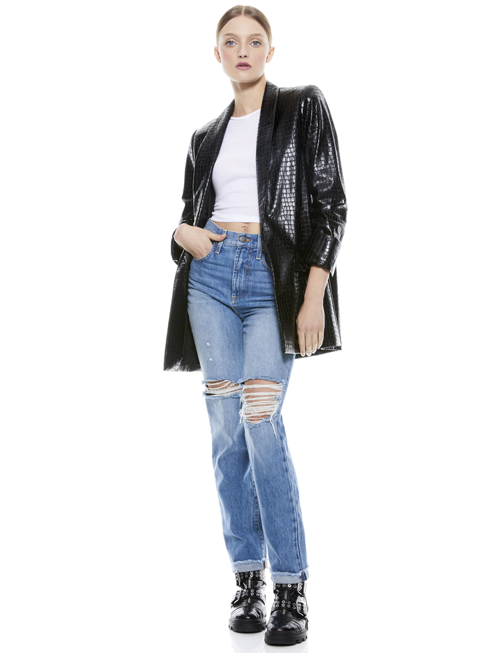 KYLIE VEGAN LEATHER JACKET - BLACK image 2 - Alice And Olivia