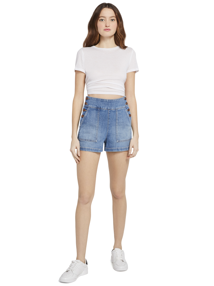 DONALD HIGH RISE BUTTON SHORT - NOT YOURS image 2 - Alice And Olivia