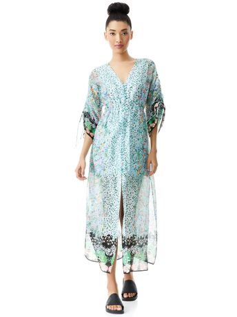 COASTAL GARDENS MULTI-ARLINDA BUTTON FRONT MAXI DRESS-