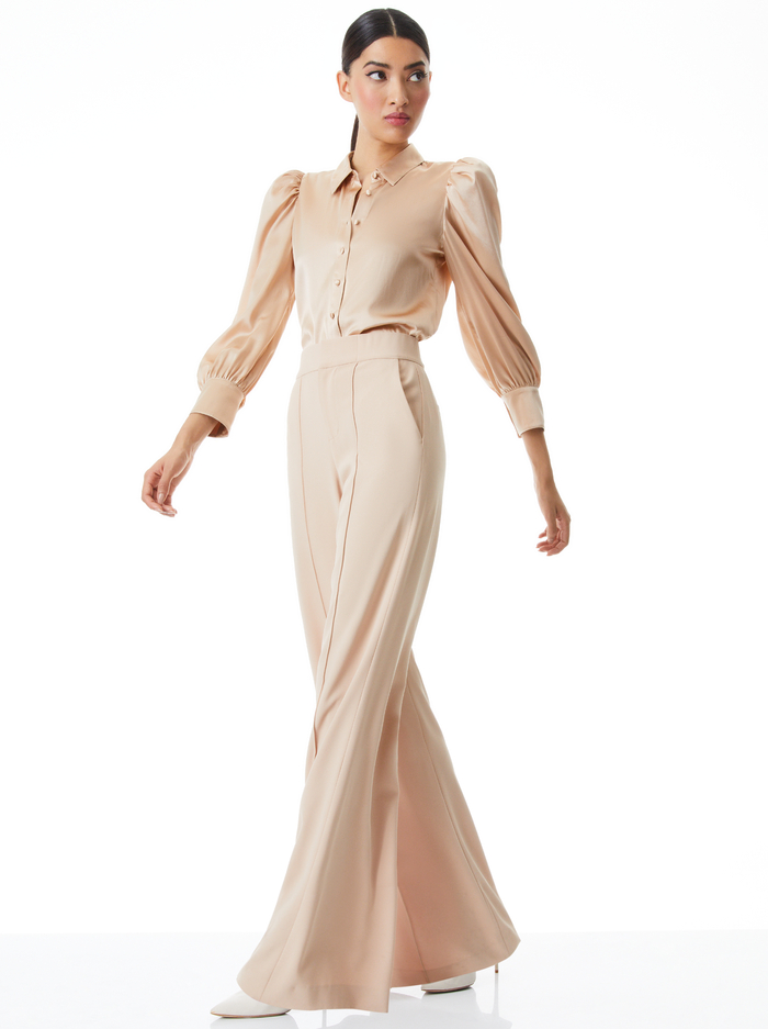 NADINE PUFF SLEEVE BUTTON DOWN - ALMOND image 4 - Alice And Olivia