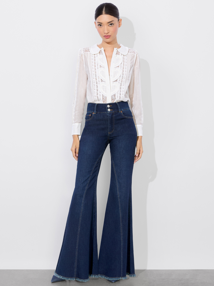 KURT MIXED MEDIA BLOUSE - OFF WHITE image 1 - Alice And Olivia