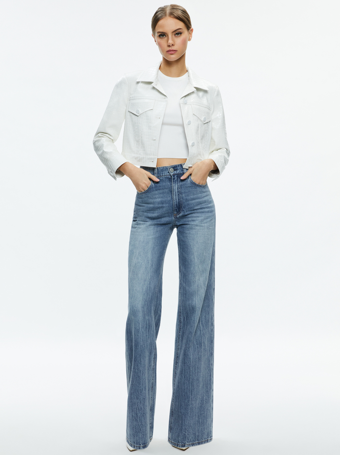 CHLOE VEGAN LEATHER CROPPED JACKET - WHITE image 2 - ALICE + OLIVIA