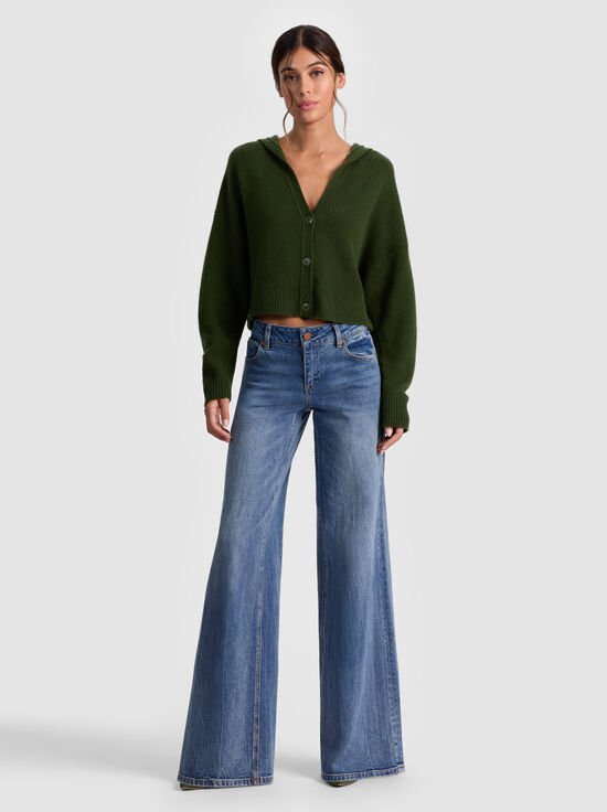 DARK OLIVE-COREY HOODED CASHMERE CARDIGAN