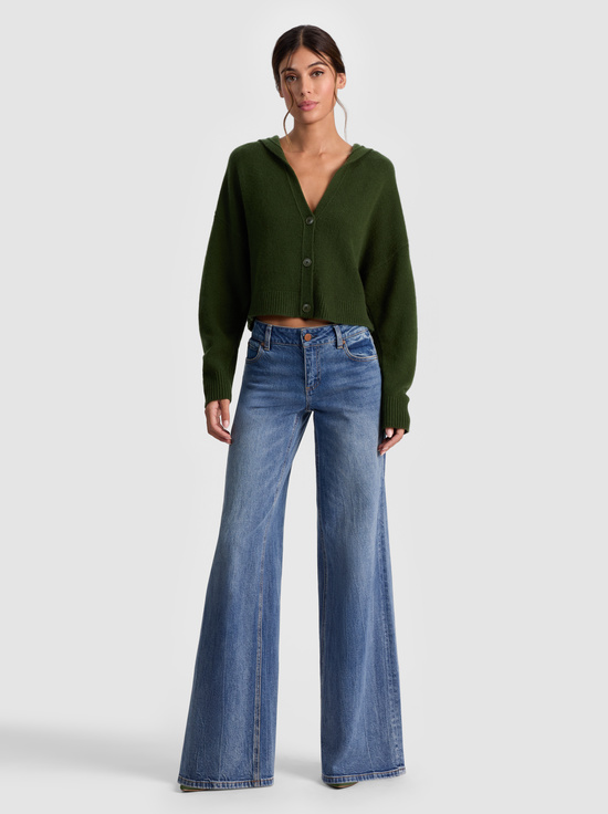 DARK OLIVE-COREY HOODED CASHMERE CARDIGAN