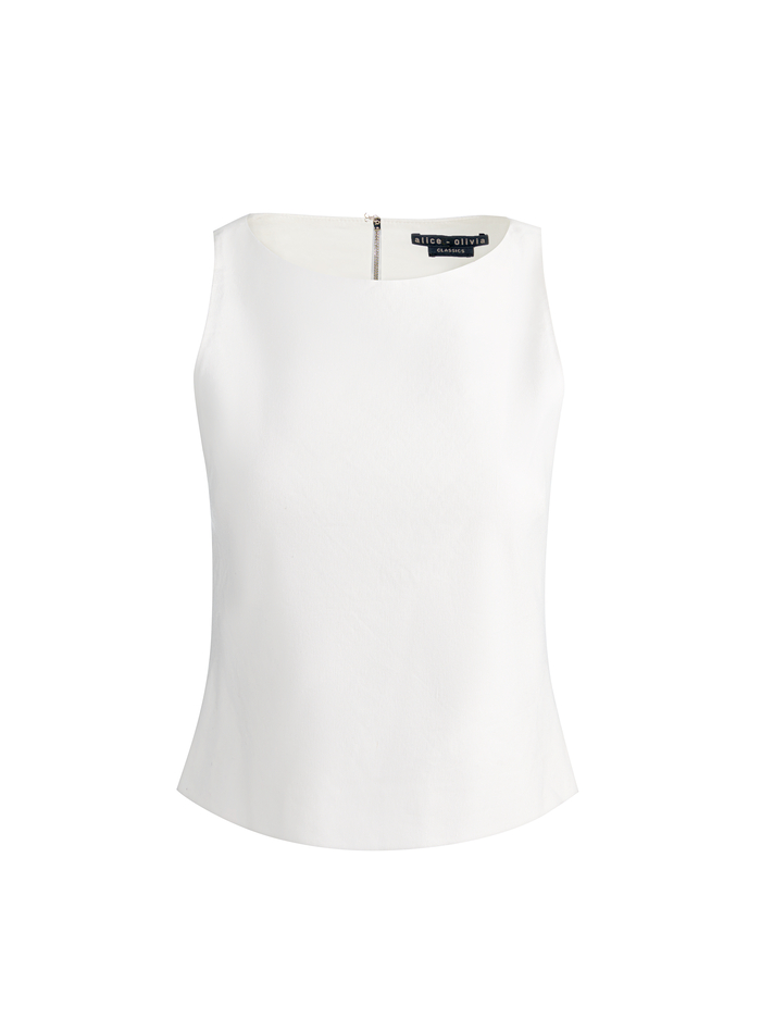 YVETTE LINEN BOAT NECK TANK - OFF WHITE image 6 - ALICE + OLIVIA