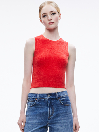 BRIGHT RUBY-AMITY SLEEVELESS CROPPED TANK