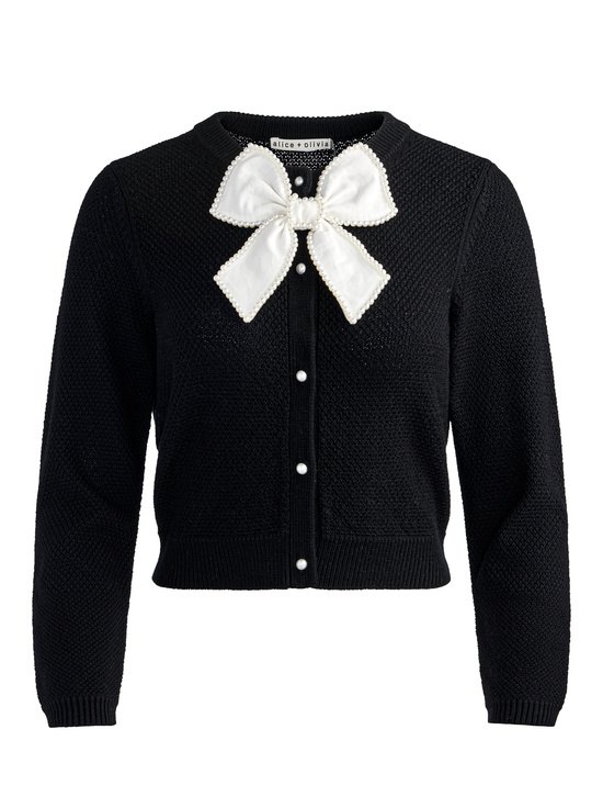 BLACK/SOFT WHITE-DOLLIE EMBELLISHED CARDIGAN