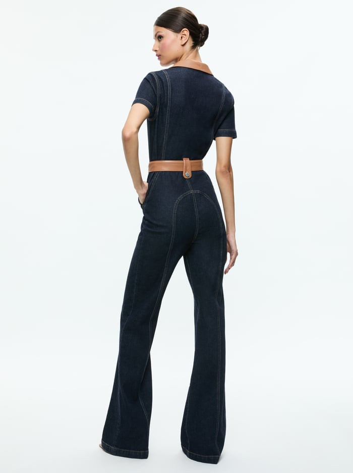 GORGEOUS WIDE LEG JUMPSUIT - DARK RINSE image 2 - Alice And Olivia