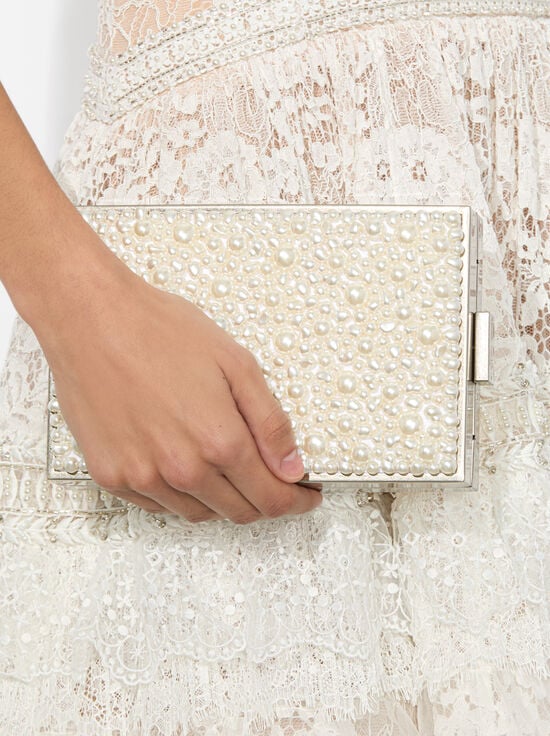 OFF WHITE-KAYLA EMBELLISHED CLUTCH