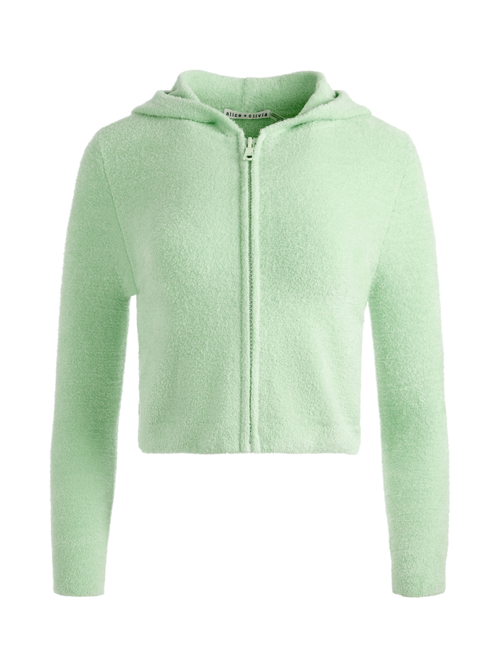 LIDELL CROPPED ZIP UP HOODIE - PISTACHIO image 5 - Alice And Olivia