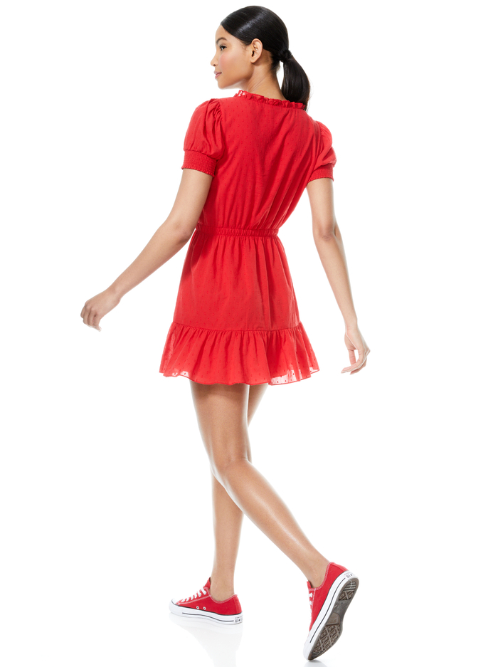 AVI BUTTON DOWN MINI DRESS - BRIGHT POPPY image 1 - Alice And Olivia