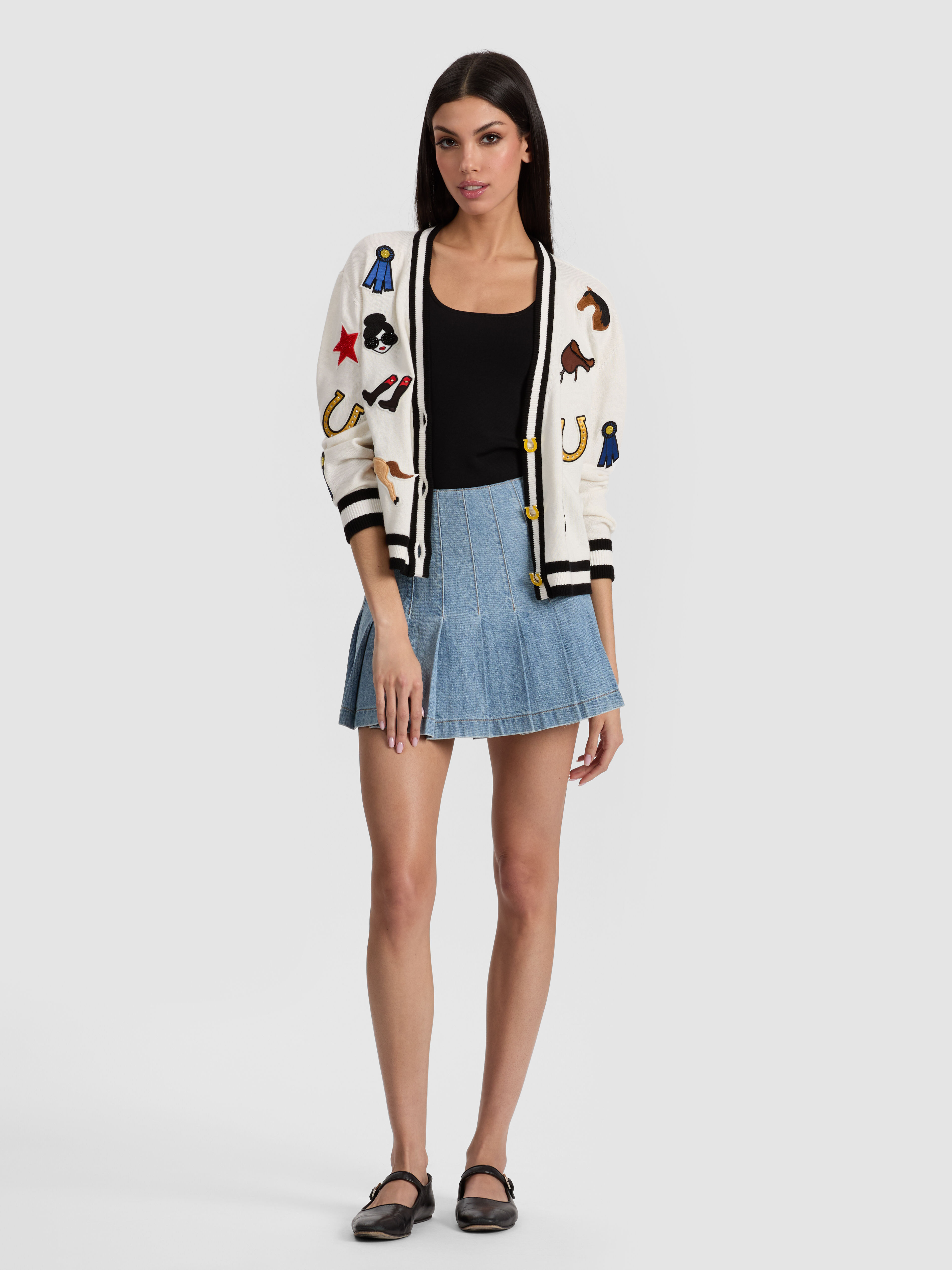 新品同様alice+oliviaオートクチュール刺繍ウォッシュドデニムジャケット Alice + Olivia Kidman Boxy Embellished Jacket | Saks Fifth