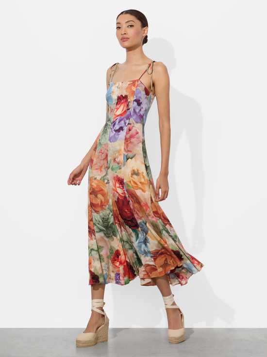 STORM FLORAL LG-JEANETTE PANELED MIDI DRESS