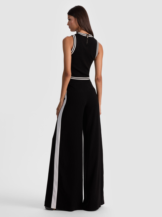 BLACK/OFF WHITE-NESSI TROUSER WITH SIDE STRIPE