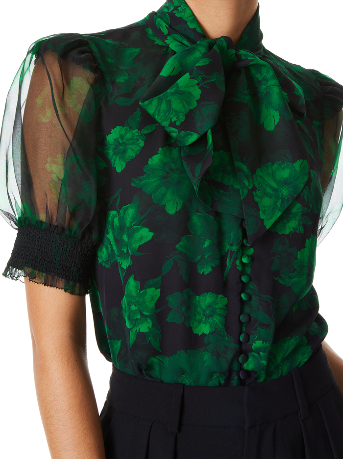 BRENTLEY BLOUSE - DREAM FLORAL EMERALD image 3 - ALICE + OLIVIA