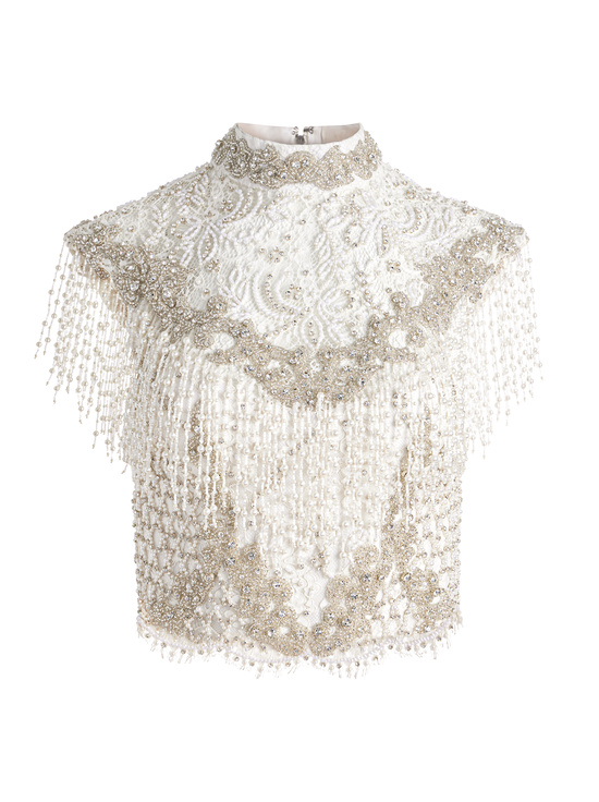 OFF WHITE-PRIA EMBELLISHED TOP