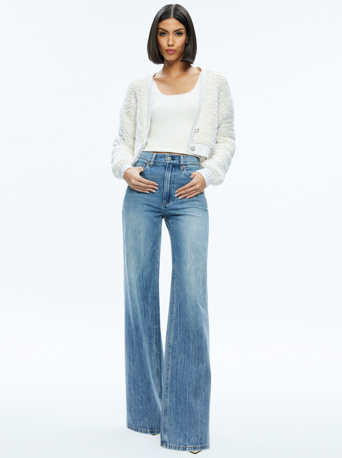 CASILDA FAUX FUR CROPPED CARDIGAN - SOFT WHITE image 2 - Alice And Olivia