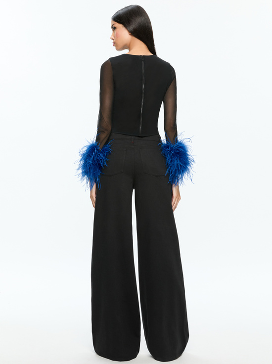BLACK/ROYAL-DELAINA FEATHER TOP