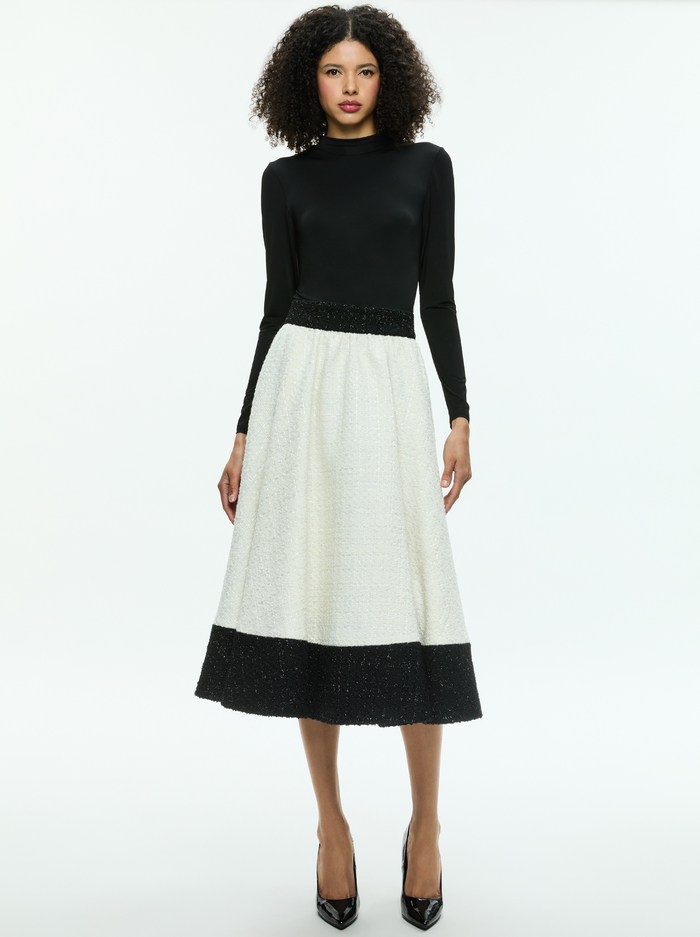 CHARA MIDI DRESS - OFF WHITE/BLACK - Alice And Olivia