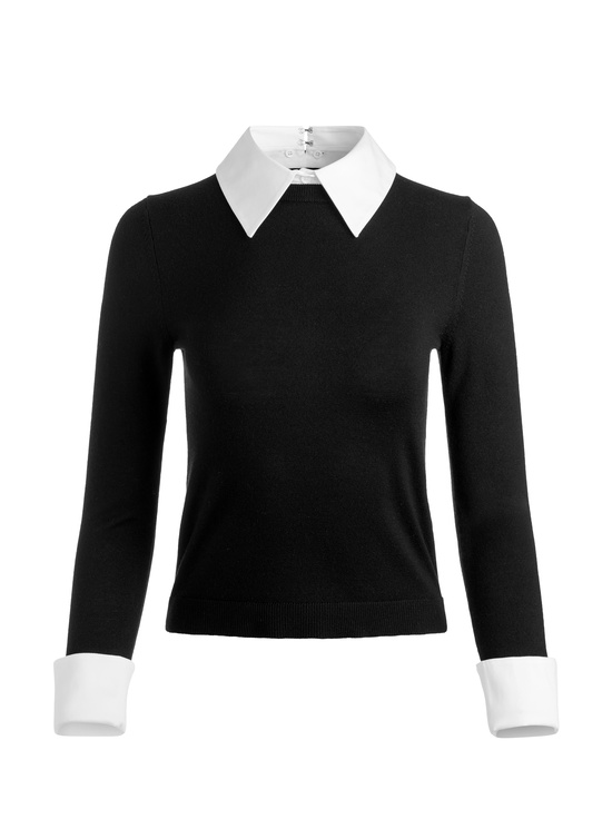 BLACK-PORLA COLLARED SWEATER