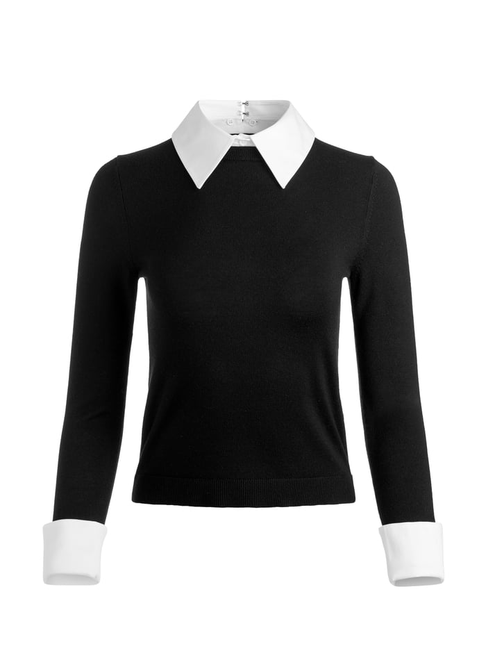 PORLA COLLARED SWEATER - BLACK image 5 - Alice And Olivia