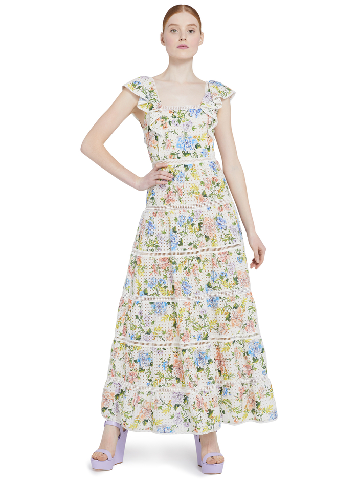 ILANA FLORAL RUFFLE MAXI DRESS - GARDENIA image 2 - Alice And Olivia