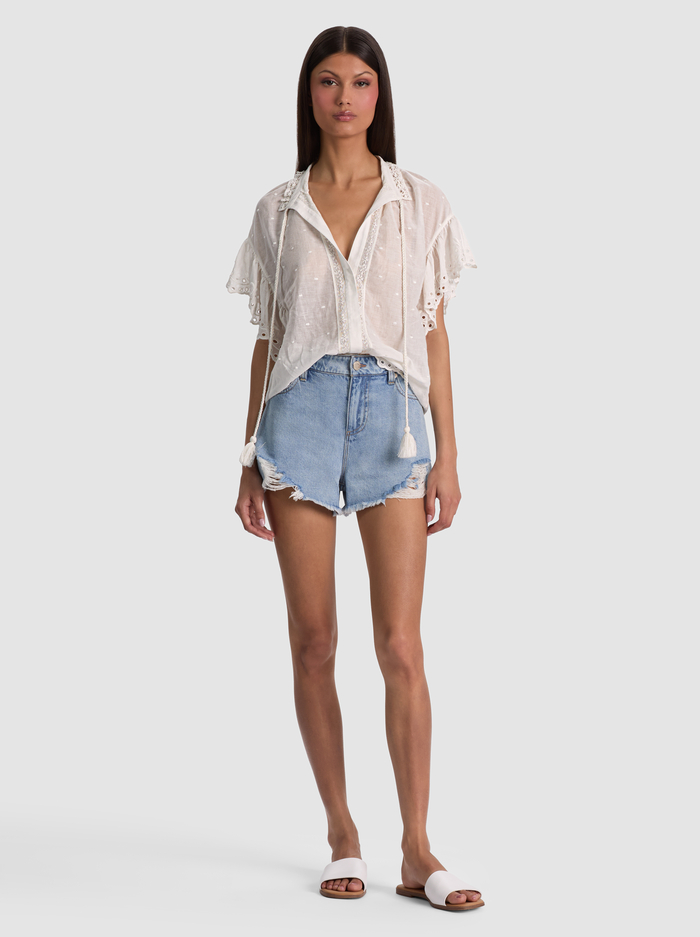 JULIUS EMBROIDERED TUNIC TOP - OFF WHITE image 1 - ALICE + OLIVIA