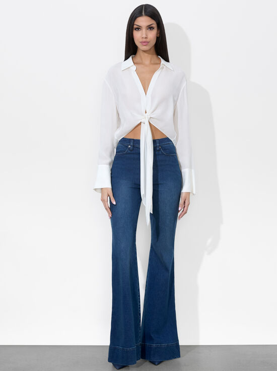 OFF WHITE-HANNON TIE FRONT BLOUSE