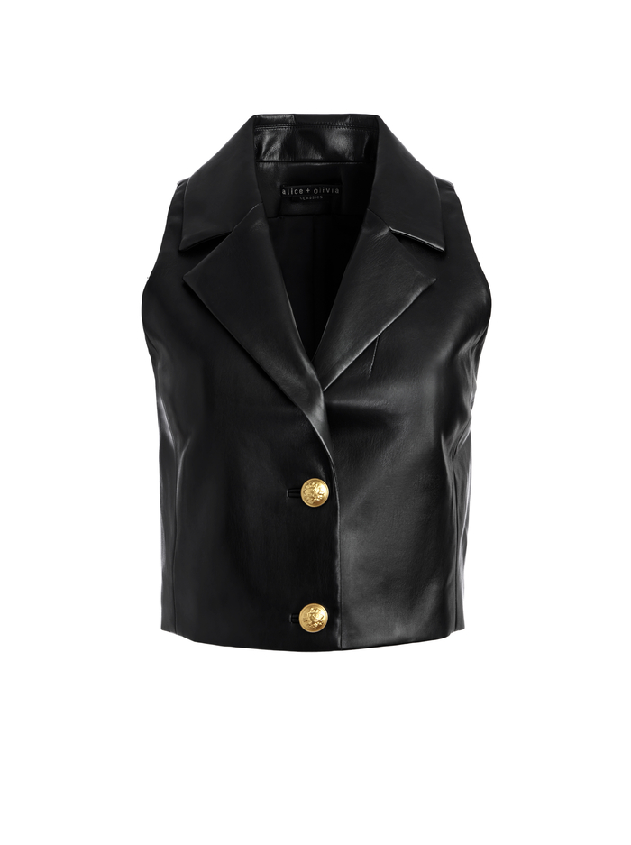 MERI CROPPED DOUBLE BREASTED BLAZER TOP - BLACK image 5 - Alice And Olivia