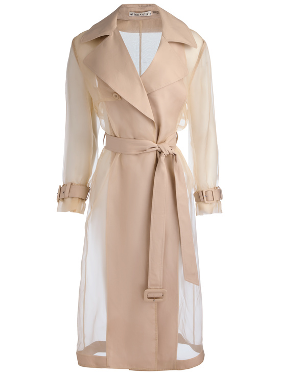 LATTE-SILVIA SHEER MAXI TRENCH