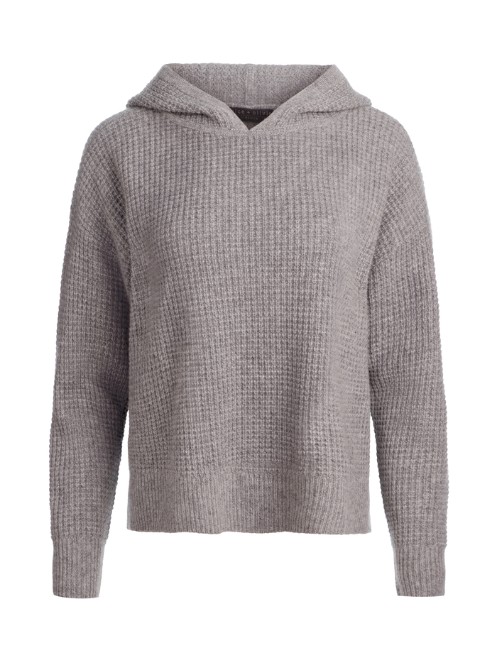 EMMANUELLE CASHMERE HOODIE - MEDIUM HEATHER GREY image 5 - Alice And Olivia