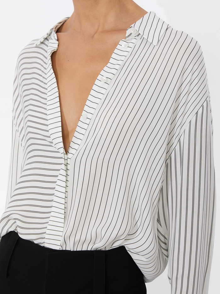 DIMITRA OVERSIZED BUTTON DOWN - PINSTRIPE OFF WHITE/BLACK image 3 - Alice And Olivia