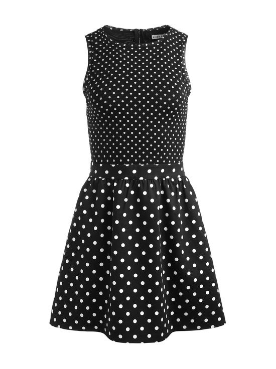BLACK/OFF WHITE POLKA DOT-CHARA MINI DRESS
