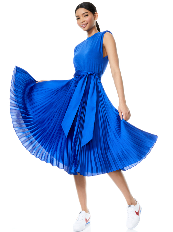 YUKI STRONG SHOULDER MIDI DRESS - COBALT image 2 - Alice And Olivia