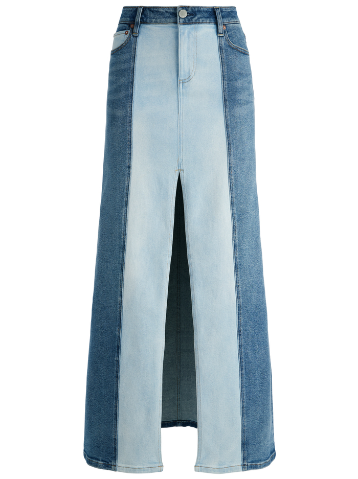 RYE DENIM TWO TONE MAXI SKIRT - BROOKLYN BLUE/GEORGIA VNT BLU image 5 - Alice And Olivia