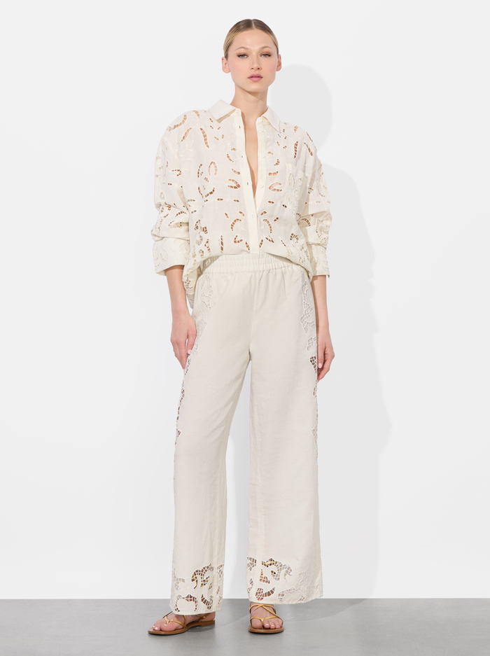 TANYA EYELET PULL ON PANT - OFF WHITE image 1 - Alice And Olivia