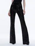 LARA SEQUIN BOOTCUT PANT - BLACK
