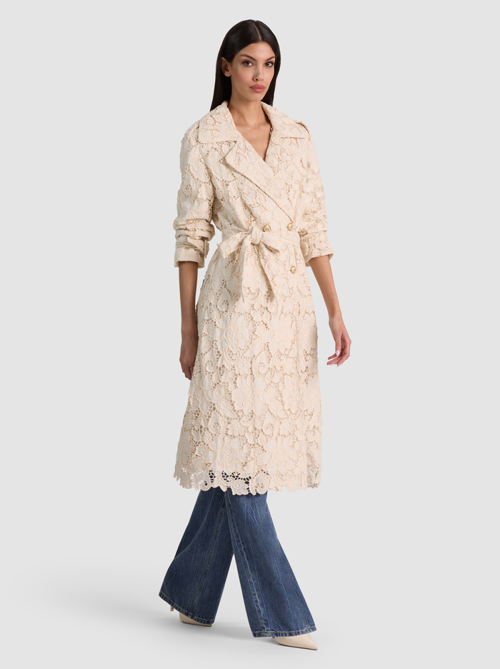 KEITH EYELET MIDI TRENCH - NATURAL image 4 - ALICE + OLIVIA