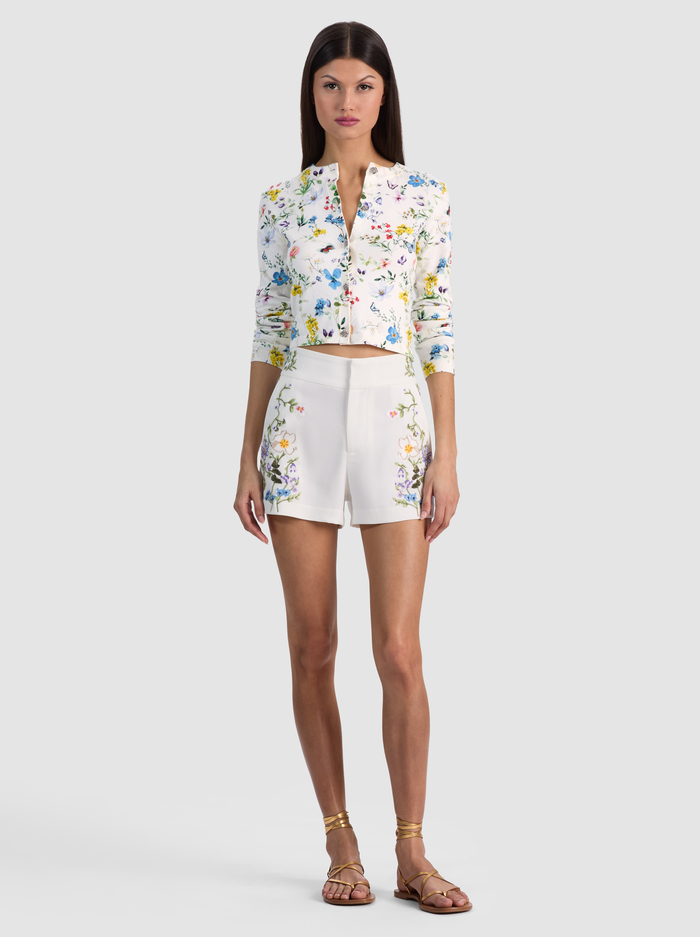 CADY EMBROIDERED SHORT - TWISTING VINES OFF WHITE image 2 - ALICE + OLIVIA