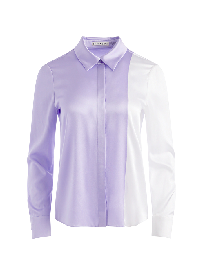WILLA COMBO BLOUSE - LAVENDER/OFF WHITE image 5 - ALICE + OLIVIA