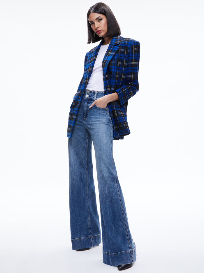 ASHLEY OVERSIZED BLAZER - SCHOOLGIRL PLAID SAPPHIRE image 2 - Alice And Olivia