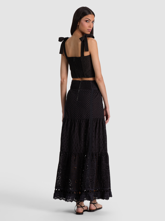 LEONA EMBROIDERED MIDI SKIRT - BLACK image 2 - ALICE + OLIVIA