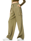 ELDA HIGH WAIST FLARE CARGO PANT - OLIVE